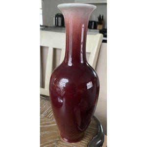 Manorisms 10” Glazed Ceramic mauve/maroon vase